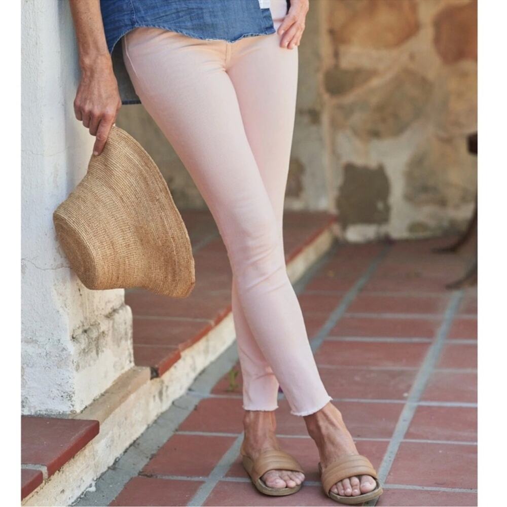 Frank & Eileen Sligo Skinny Mid Rise Jeans Womens 28 Pink Cotton Stretch Raw Hem